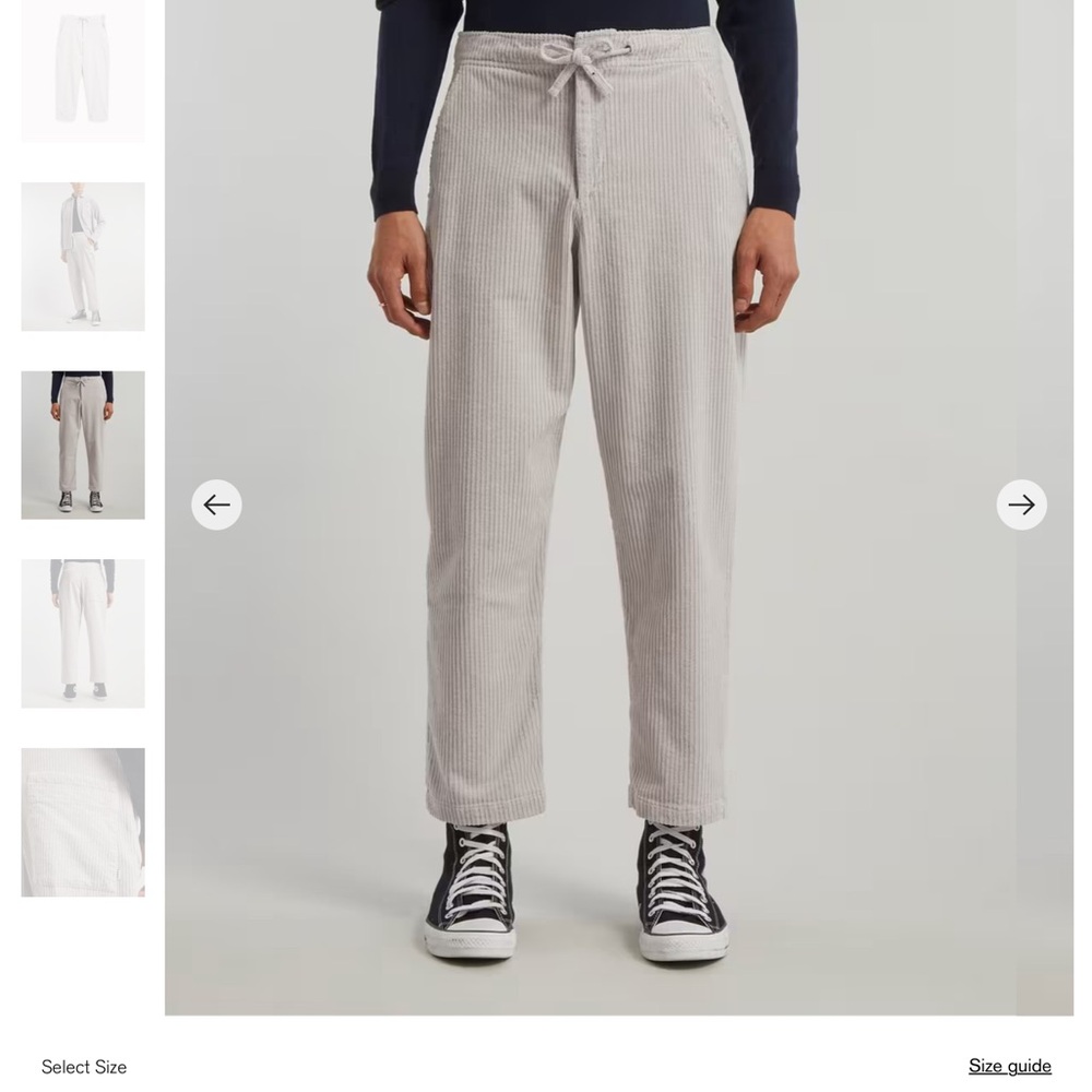 WAX London Kurt Grey Corduroy Pants Relaxed Fit and Ankle-Length Design size 36